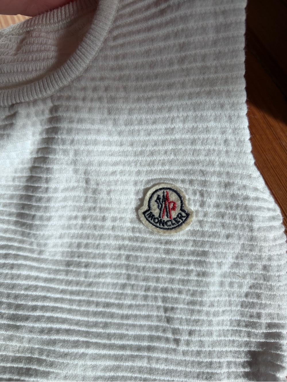 Moncler Ribbed Knit Sleeveless Top with Logo Patch in 4T - Picture 2 of 7